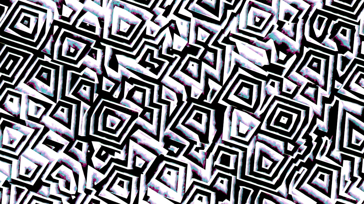 Abstract geometric pattern with black and white squares.