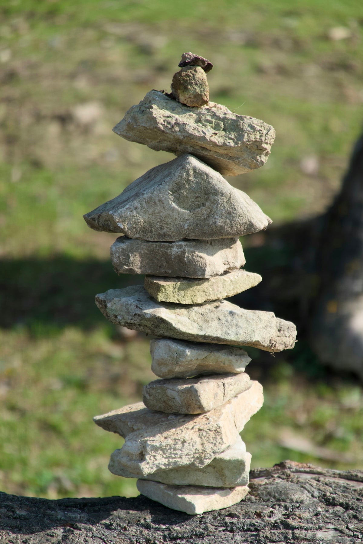 Stack of balanced stones in a natural setting