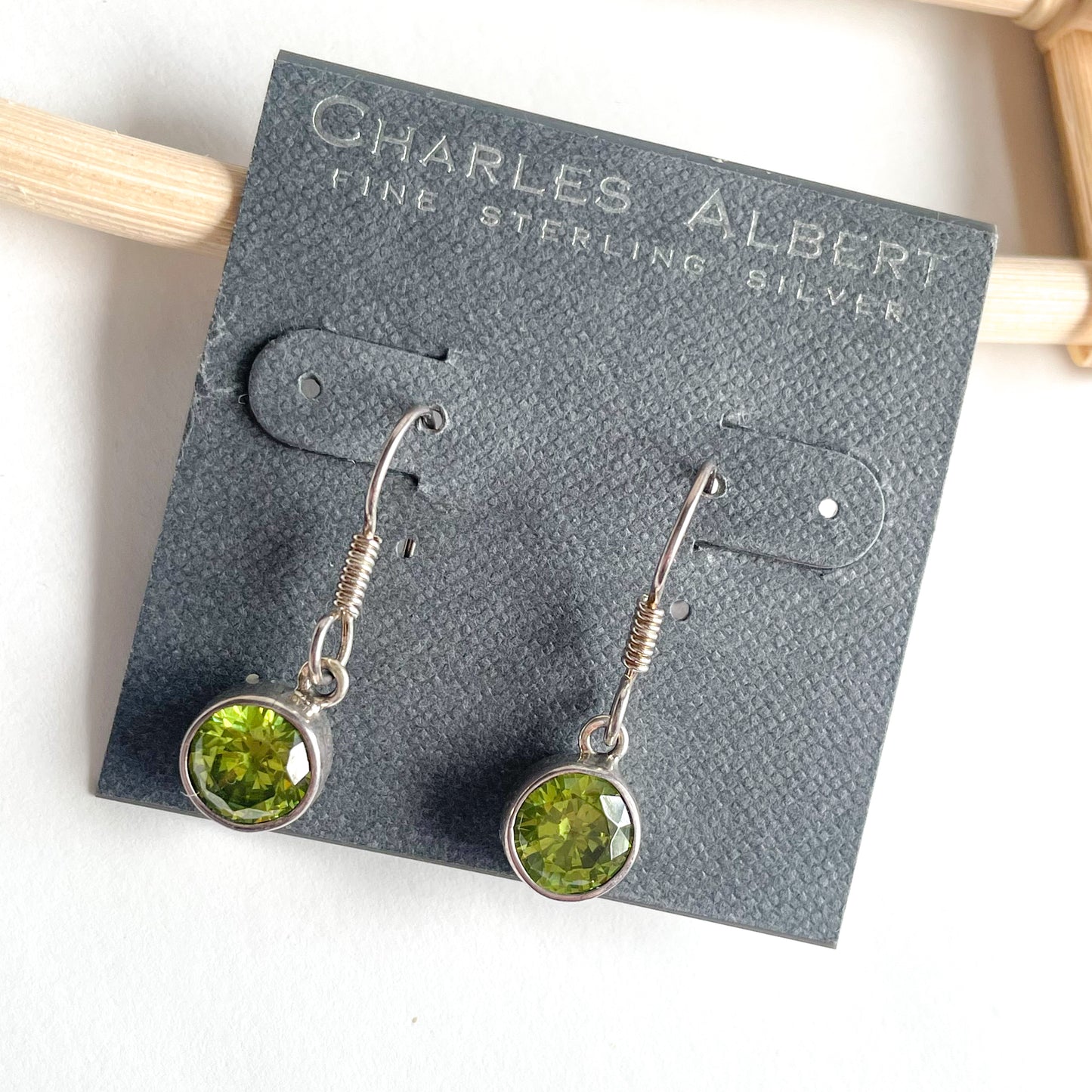 Synthetic Peridot Dangle Earrings - SSS