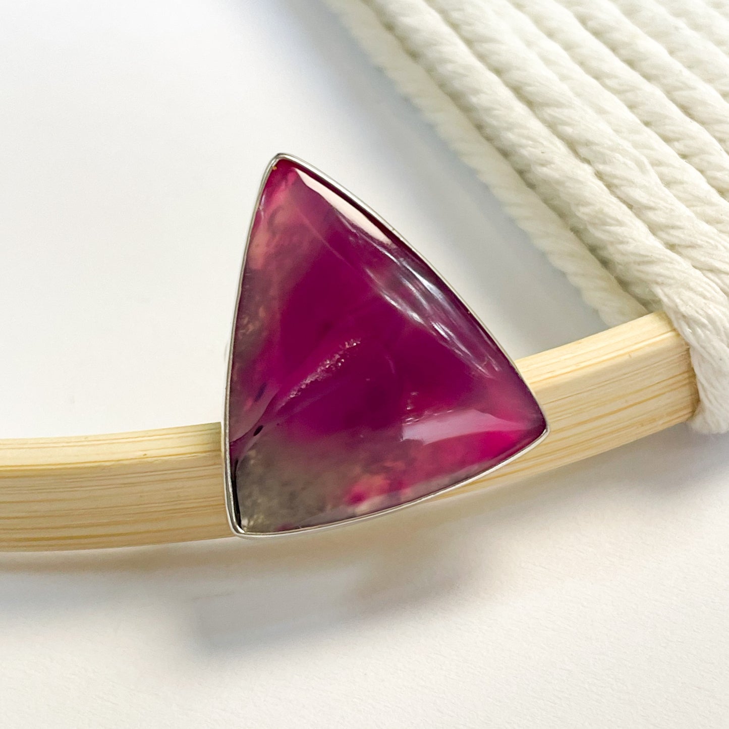 Pink Agate Ring - Solid Sterling Silver