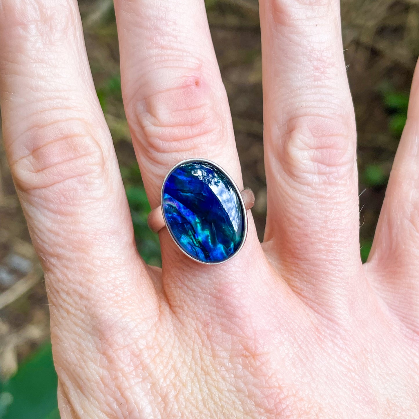 Dark Galaxy Opal Doublet Ring - SSS