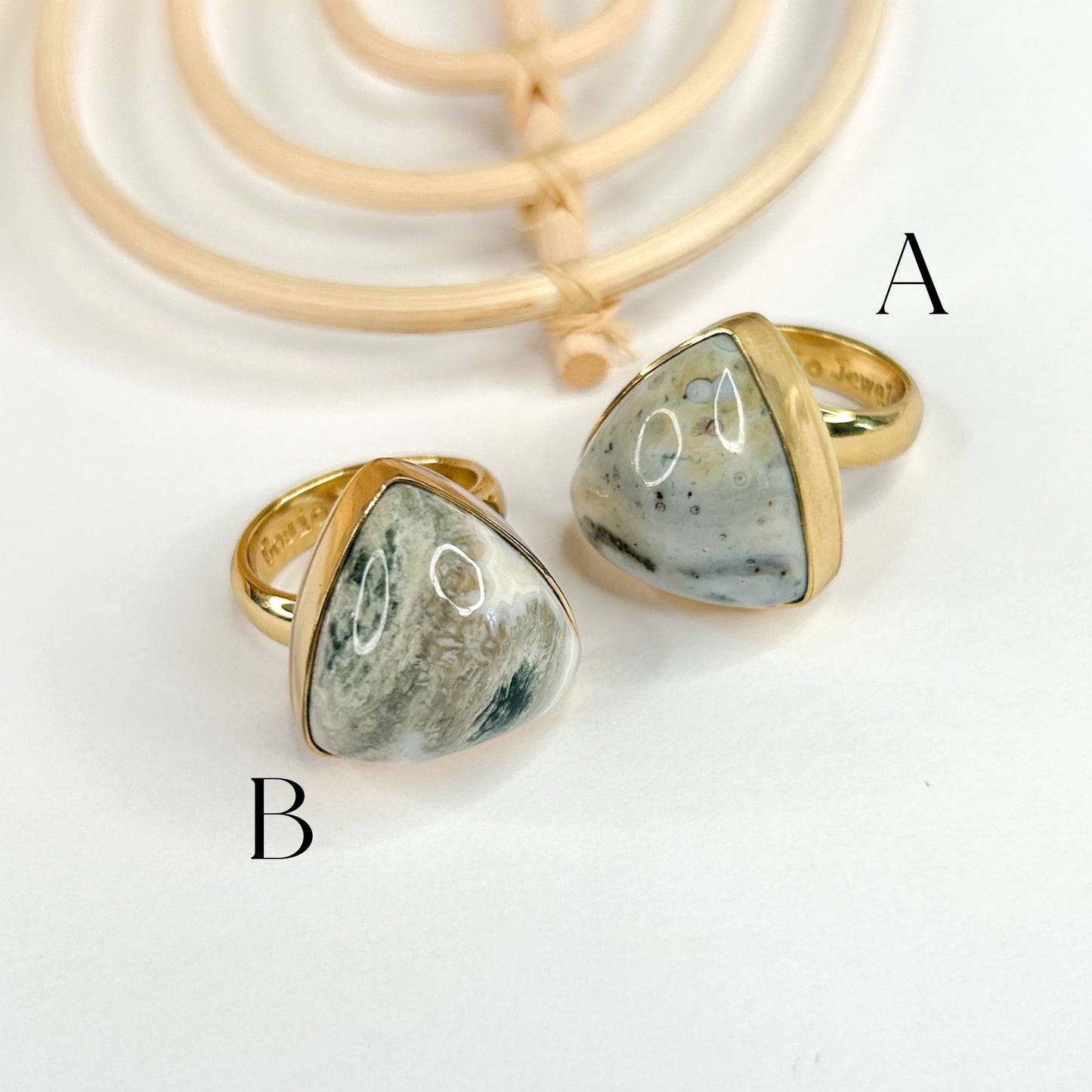 Ocean Jasper Adjustable Ring - Alchemia Gold