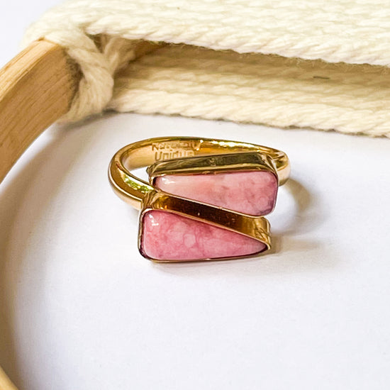 Cherry Quartz Triangle Bypass Adjustable Ring - Alchemia