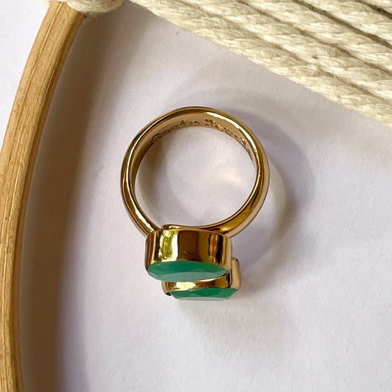 Green Emerald Quartz Bypass Ring - Alchemia Gold