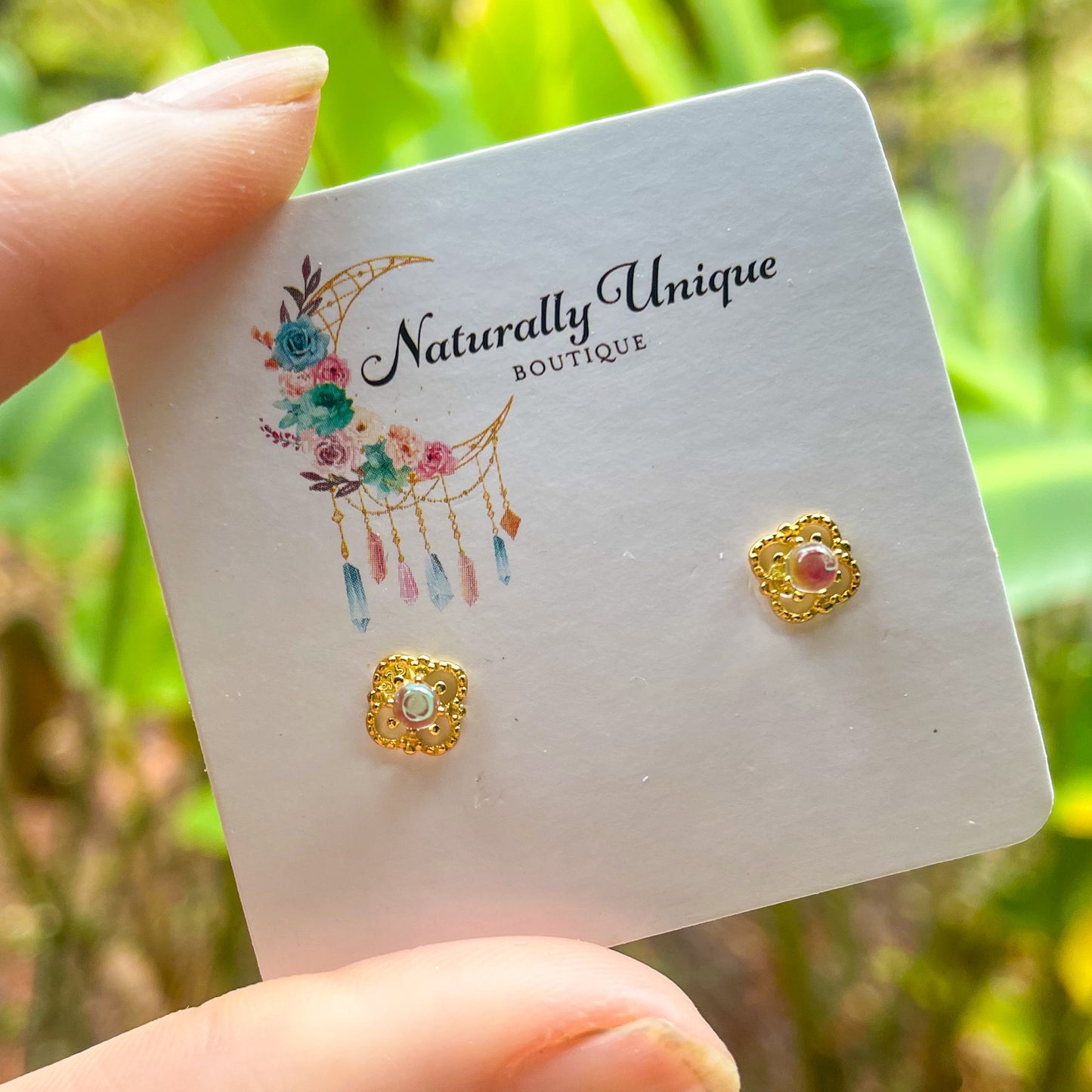 Dainty 18k Luminite Studs - Solid Sterling Silver