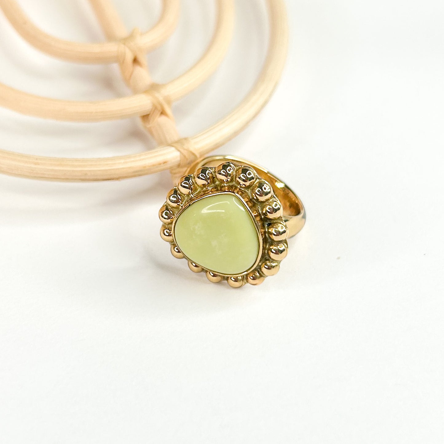 Serpentine  Heart Adjustable Ring - Alchemia Gold