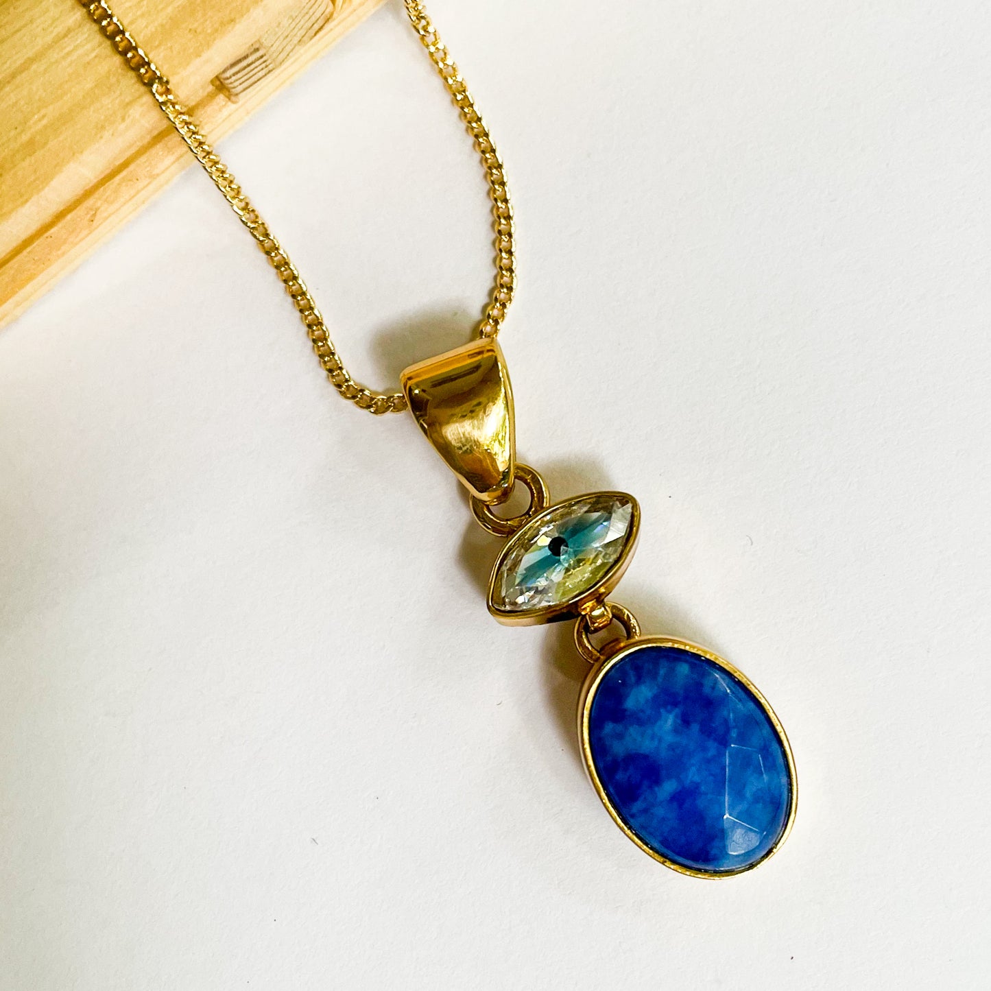 Blue Quartz & CZ Evil Eye Pendant - Alchemia