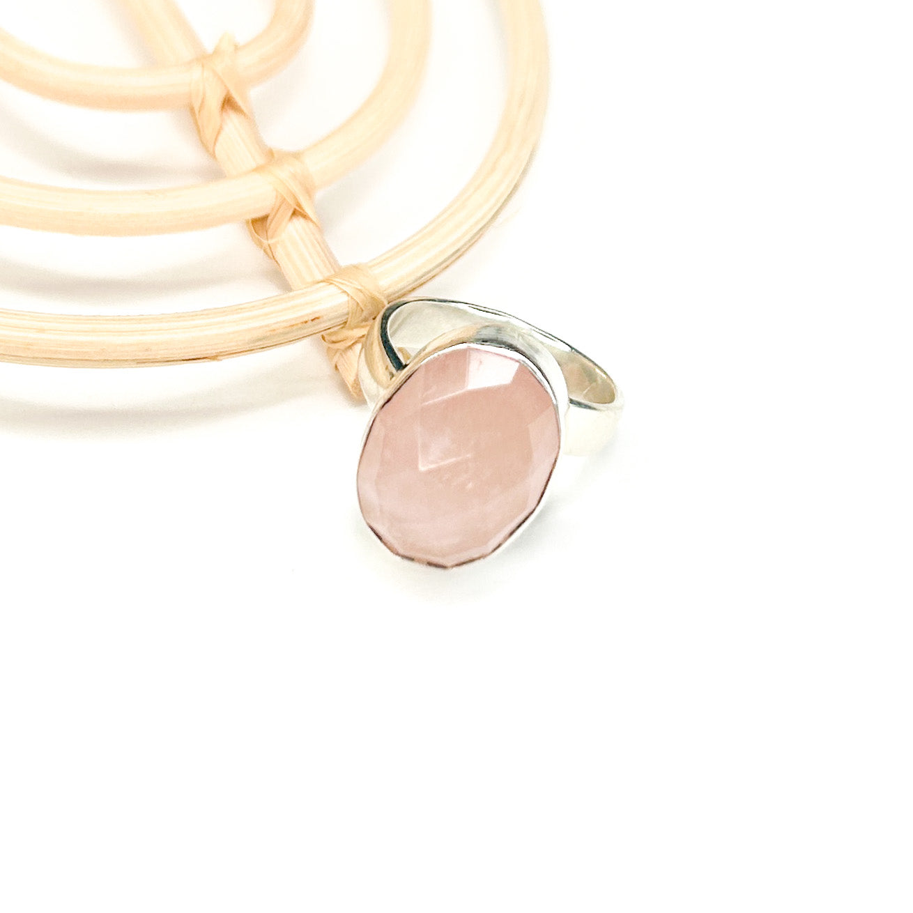 Rose Quartz Faceted Ring - Both Metals