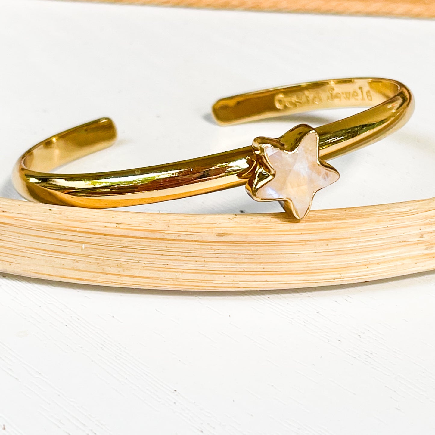 Rainbow Moonstone Star Mini Cuff - Alchemia Gold