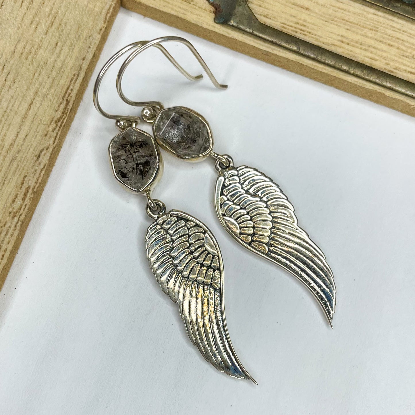 Freeform Herkimer Angel Wing Earrings - SSS