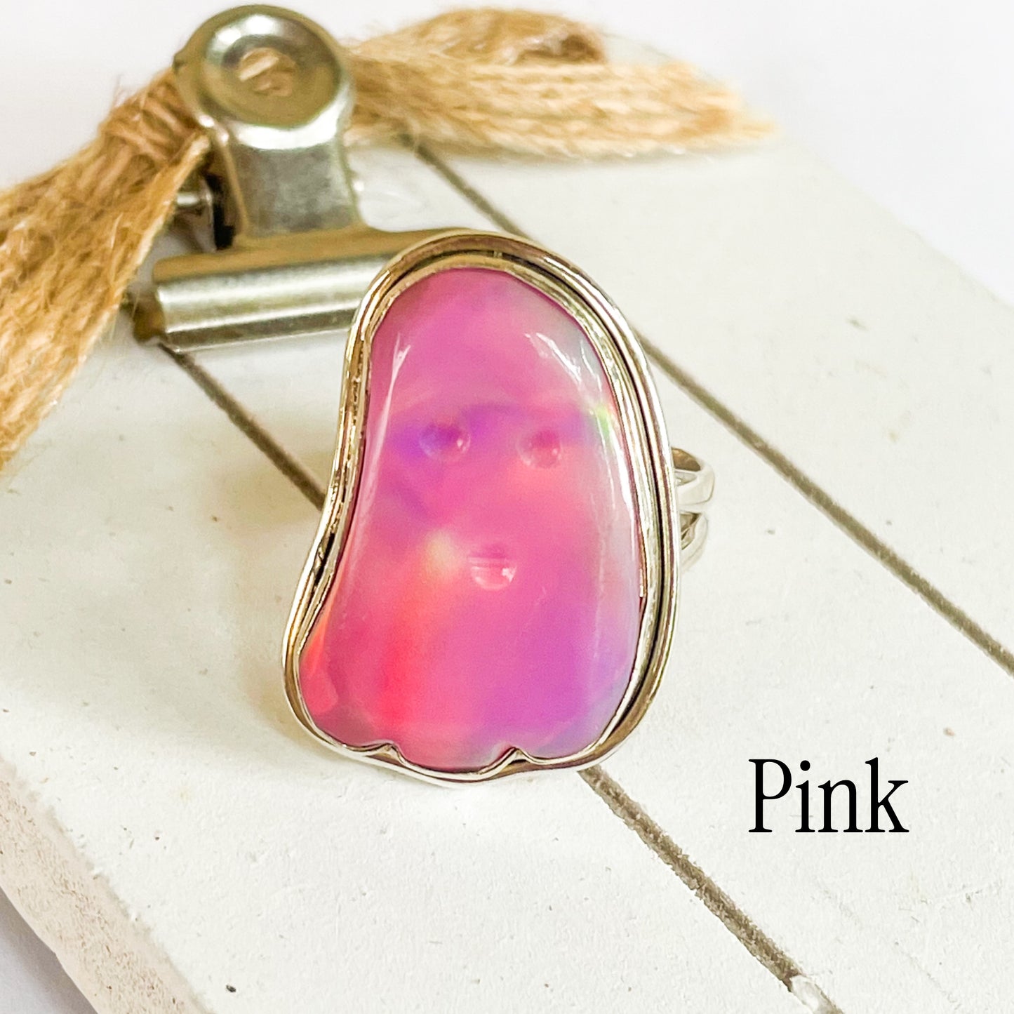 Galaxy Opal Ghost Rings - Solid Sterling Silver