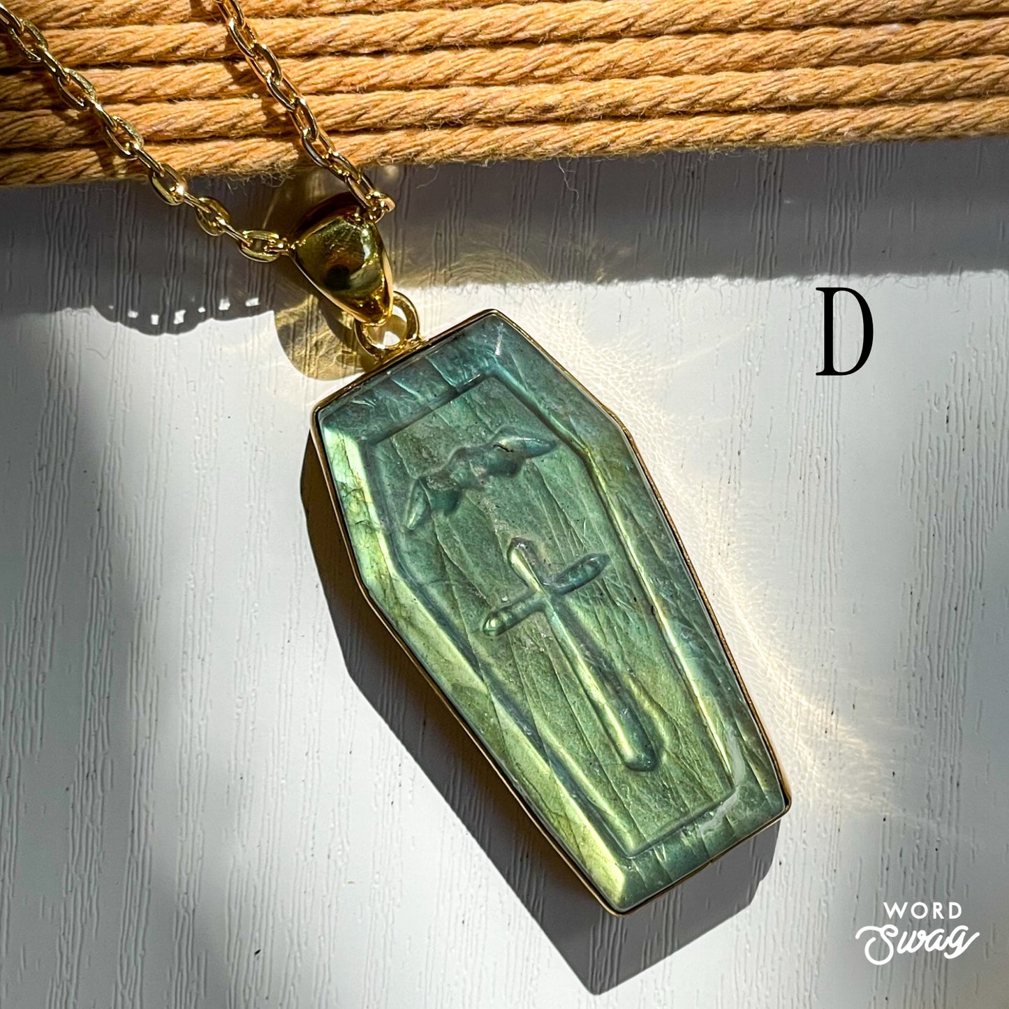 Labradorite Statement Coffin Pendant  - Alchemia Gold