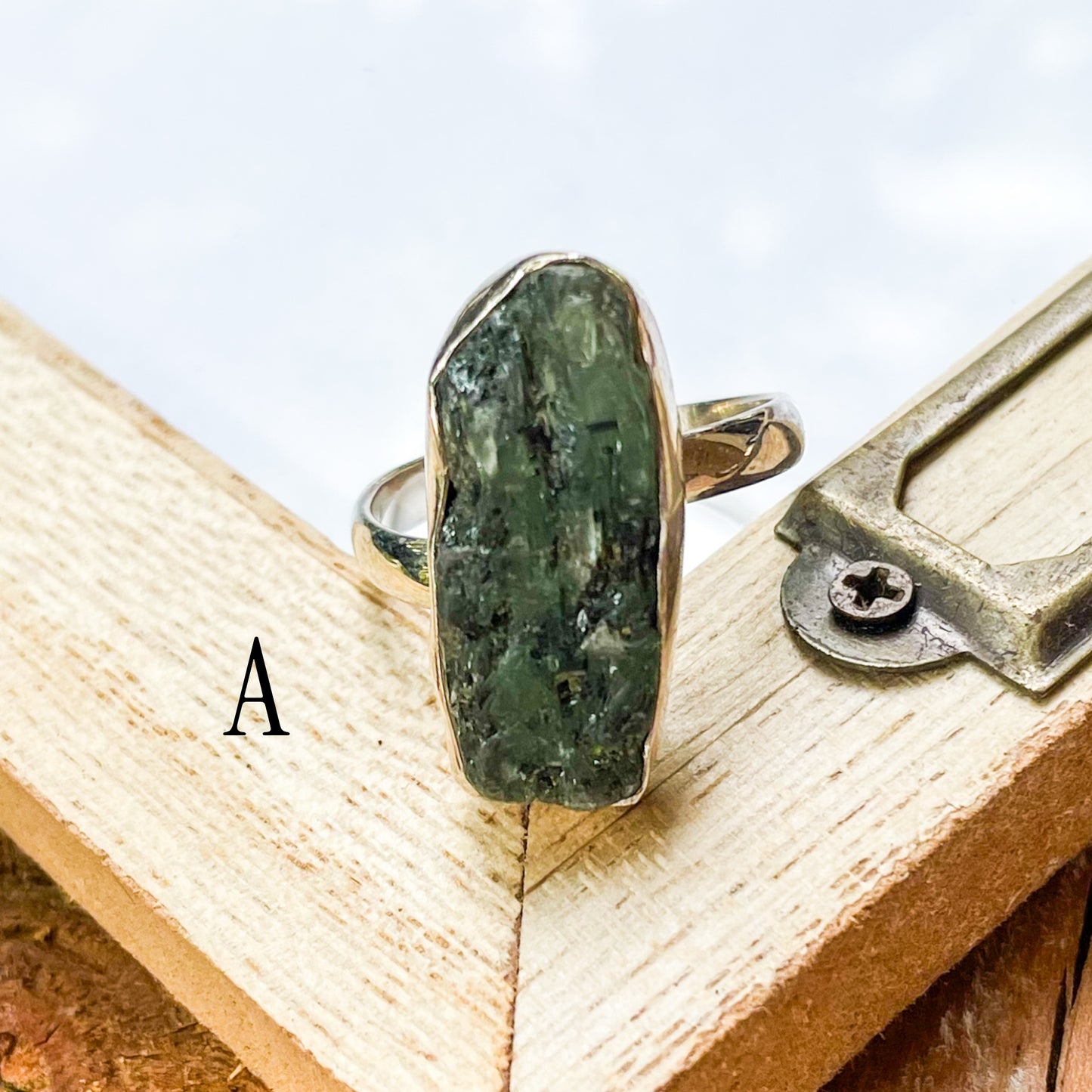 Blue, Orange, Green Kyanite Ring - Solid Sterling Silver