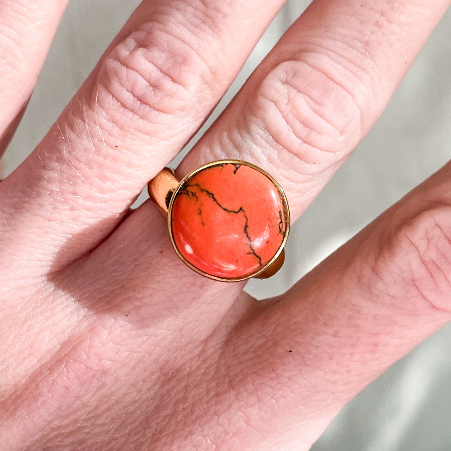 Orange Howlite Ring - Alchemia Gold