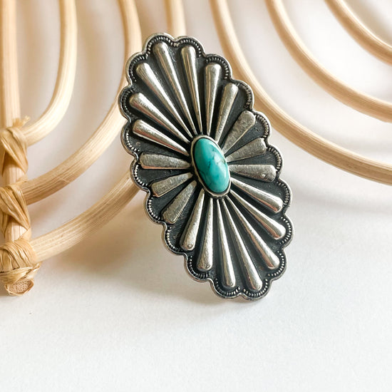 Flower Power Turquoise Ring - Solid Sterling Silver