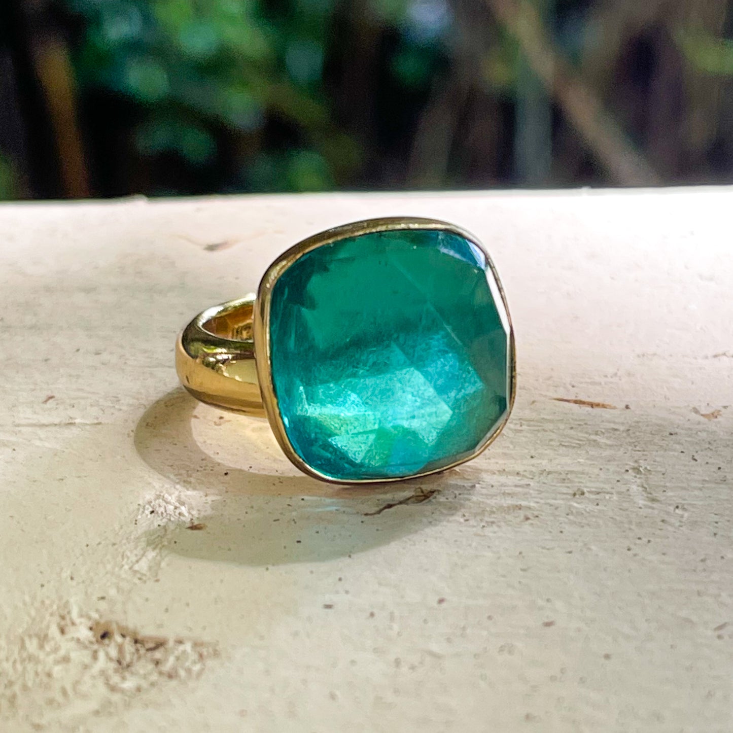 Faceted Blue or Teal Ring - Solid Sterling Silver