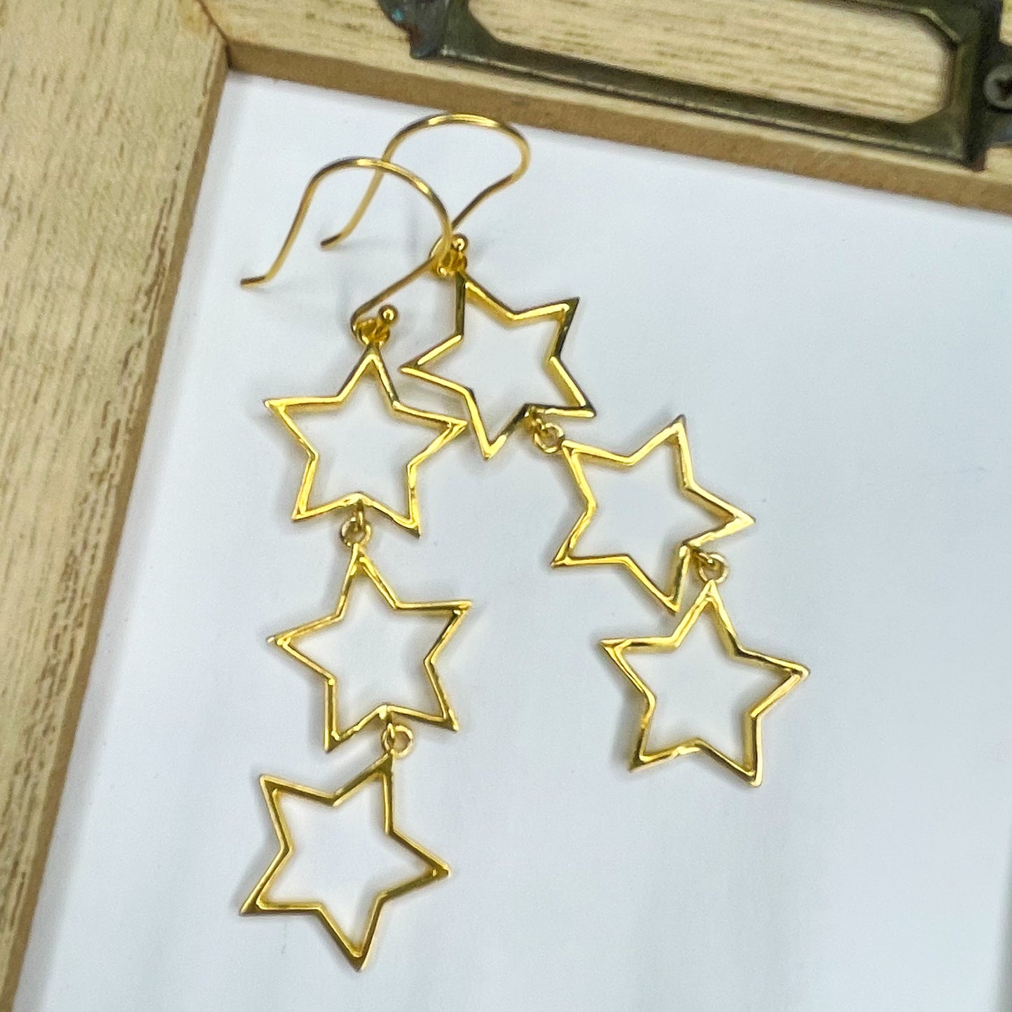 Tri-Star Dangles -  SSS w 18k Gold Plate