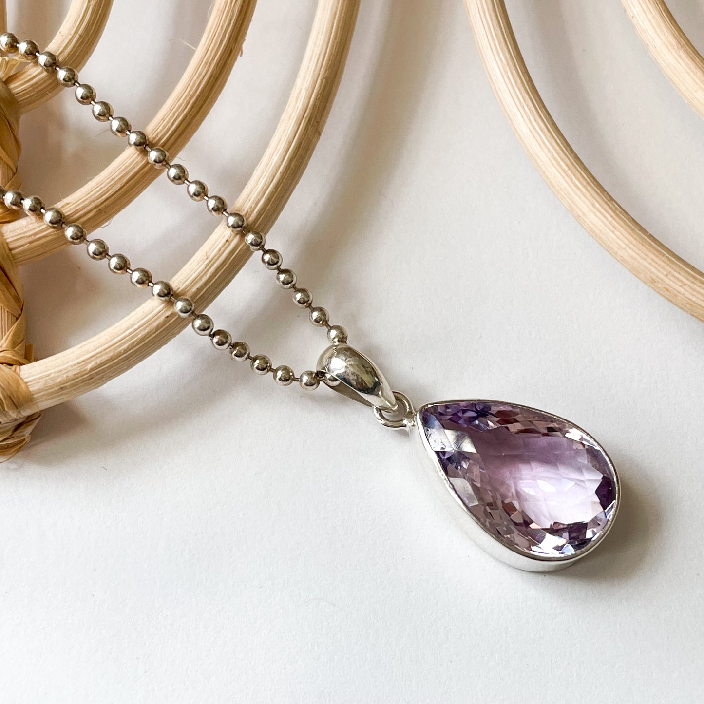 Pink Amethyst Pendant - Solid Sterling Silver