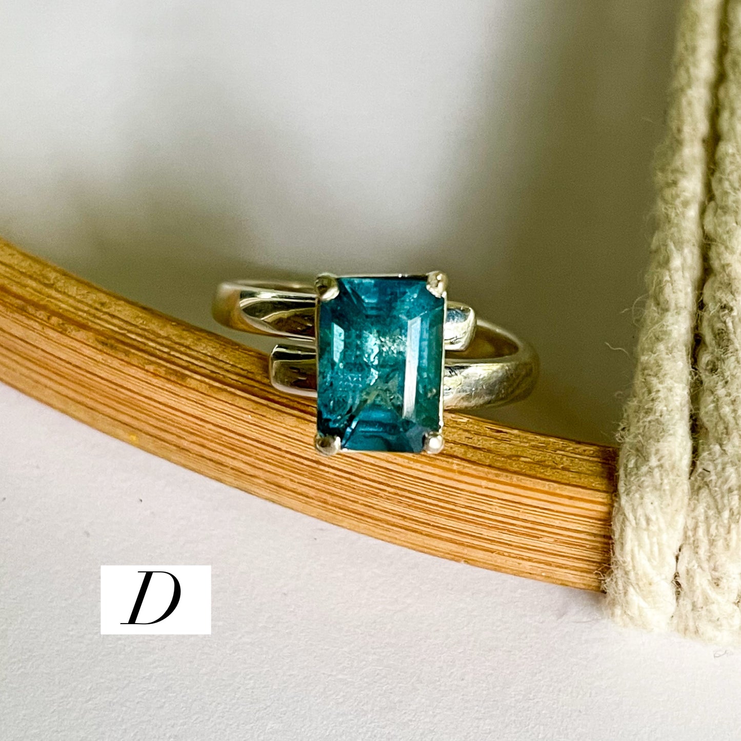 Certified Dark Aquamarine Prong Rings - Solid Sterling Silver