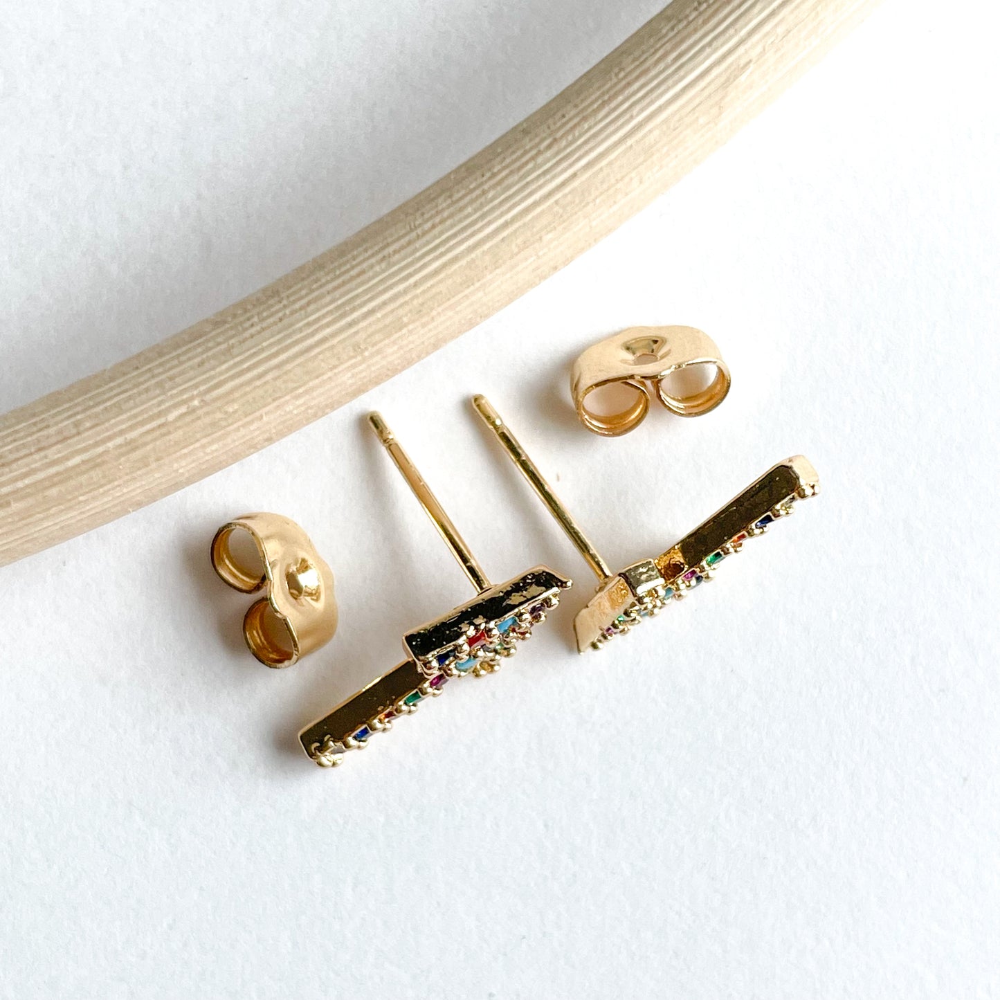 CZ Colorful Arrow Studs - 18k Gold Filled