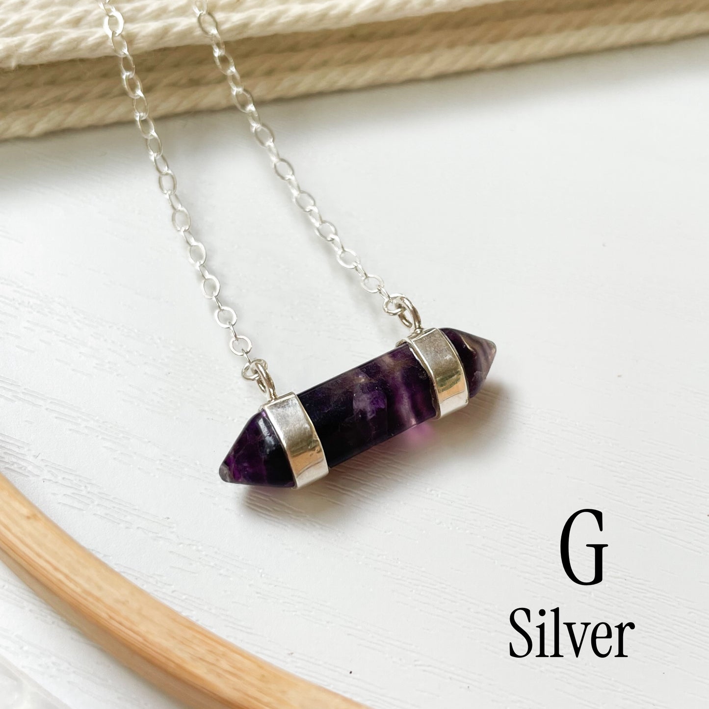Fluorite Side Point Necklace - Both Metals