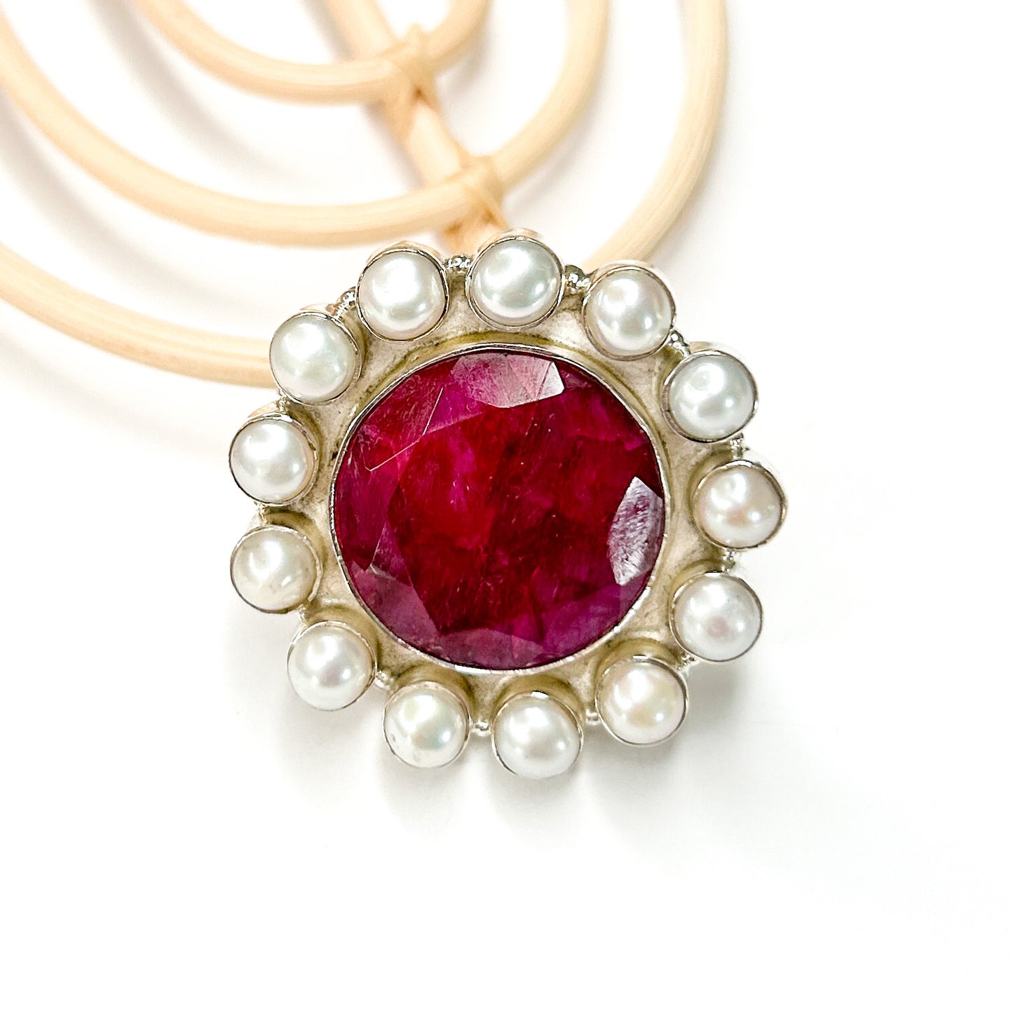Sapphire Quartz & Pearl Adjustable Ring - Solid Sterling Silver