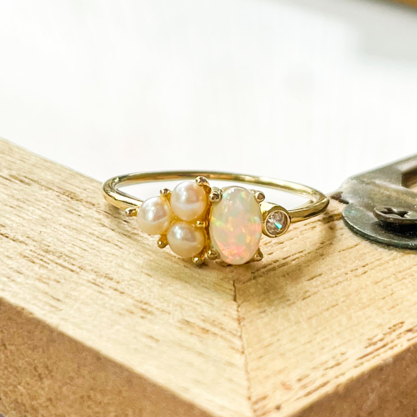 Epic Opal & Pearl Sized Ring - Vermeil