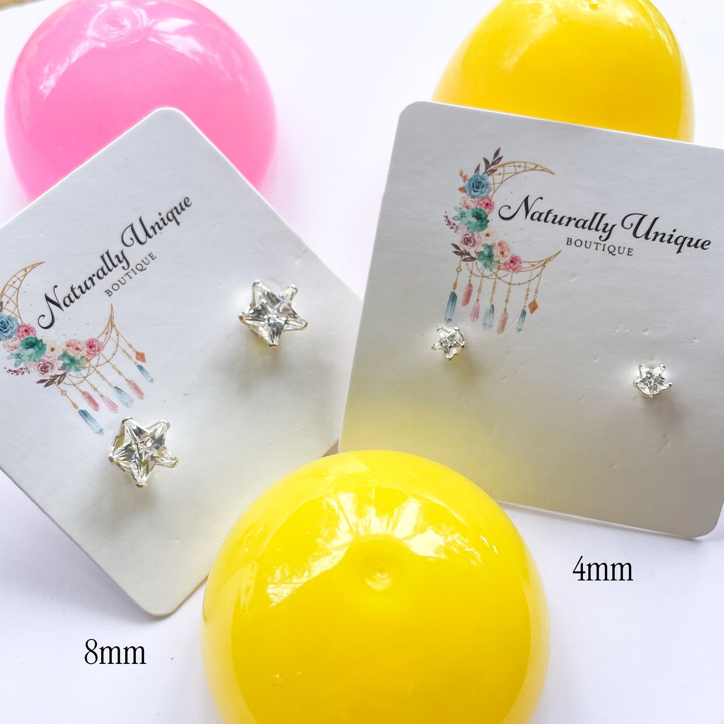 Cz Star Studs - Solid Sterling Silver