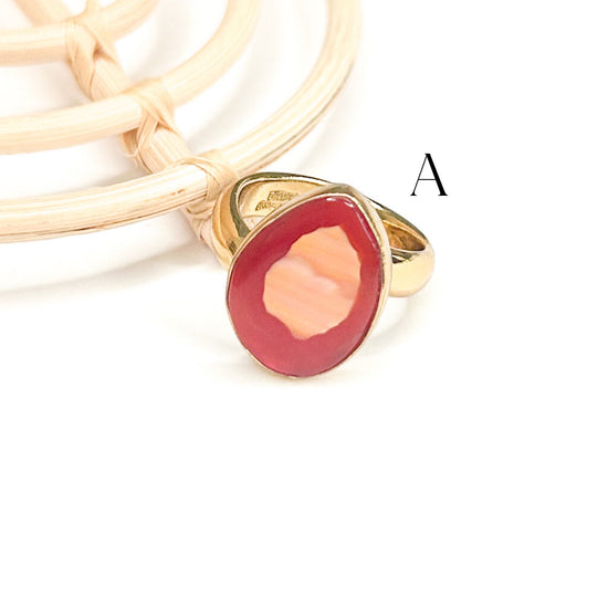 Dainty Orange Agate Ring - Alchemia