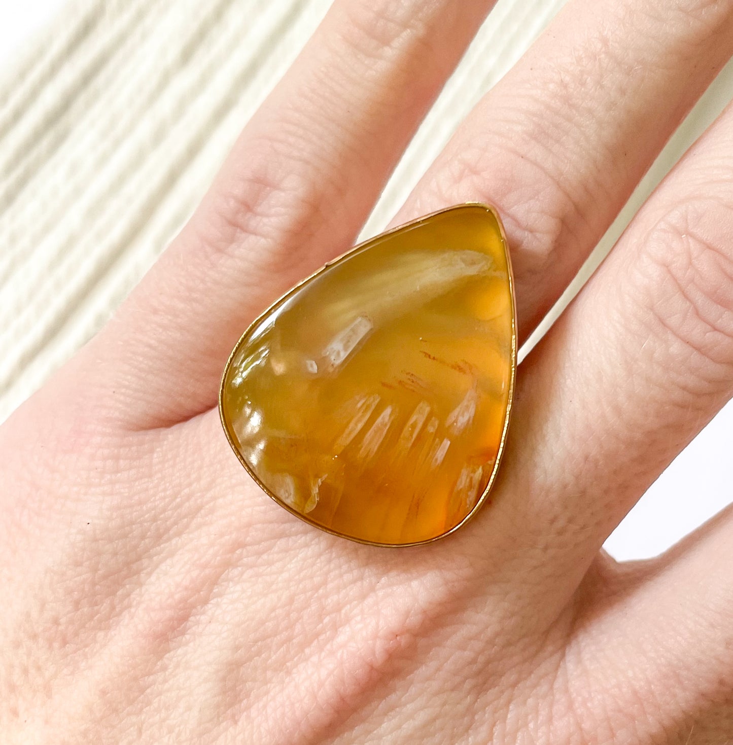 Sagenite Plume Agate Ring - Alchemia Gold