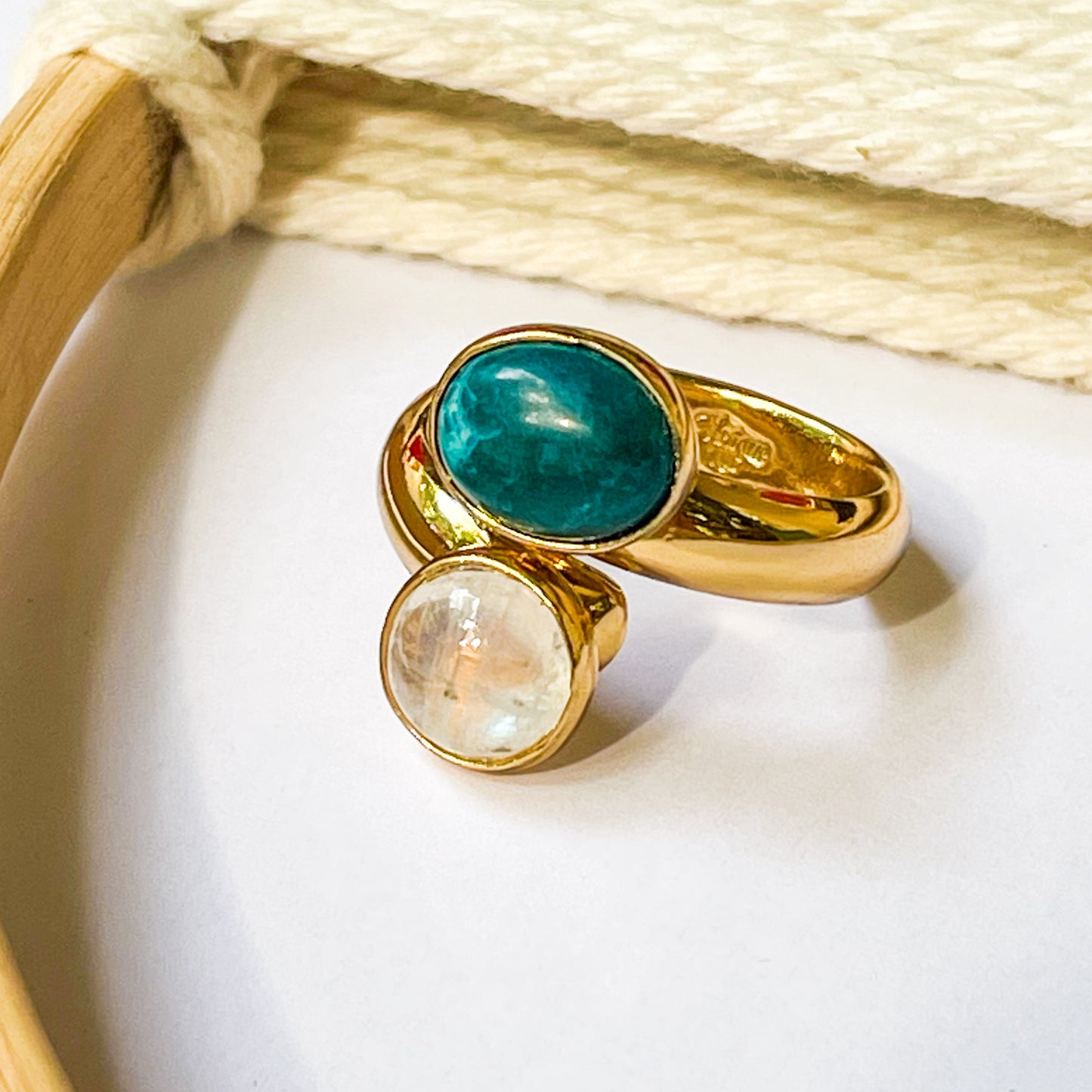Chrysocolla & Moonstone Adjustable Bypass - Alchemia