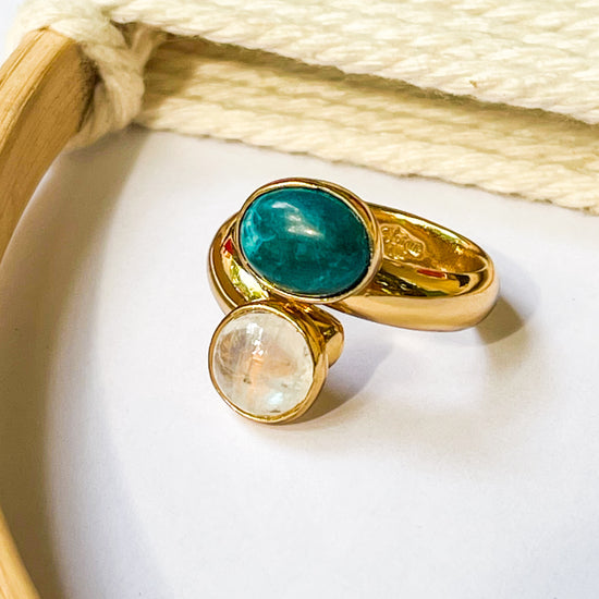 Chrysocolla & Moonstone Adjustable Bypass - Alchemia