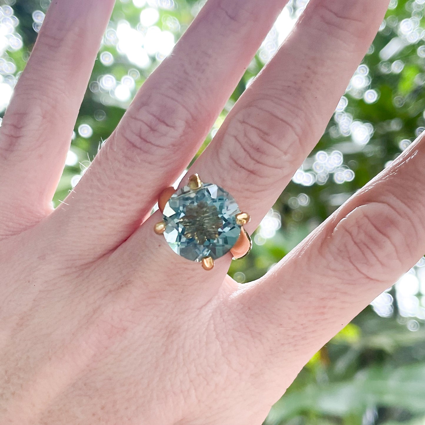 Blue Polka Dot Prong Ring - Alchemia Gold