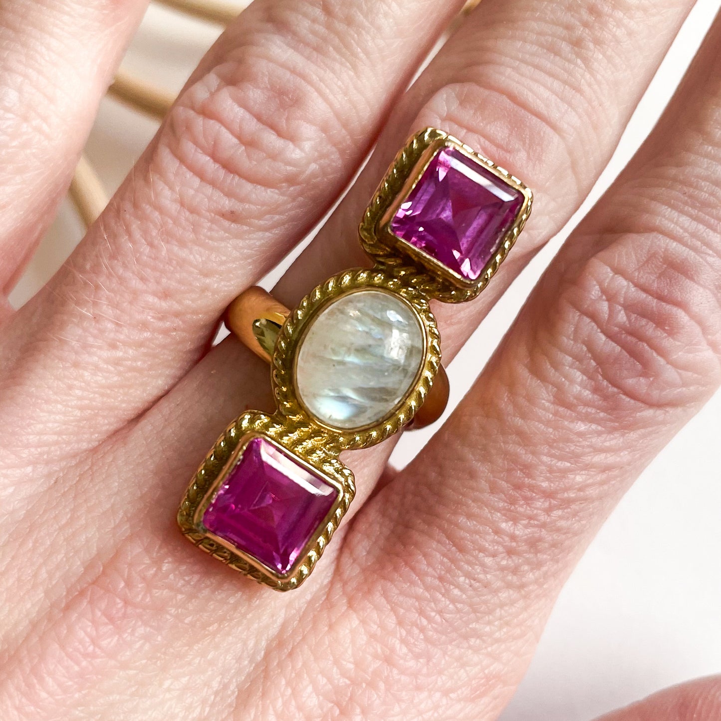 Pink Sapphire & Moonstone Crawler - Alchemia