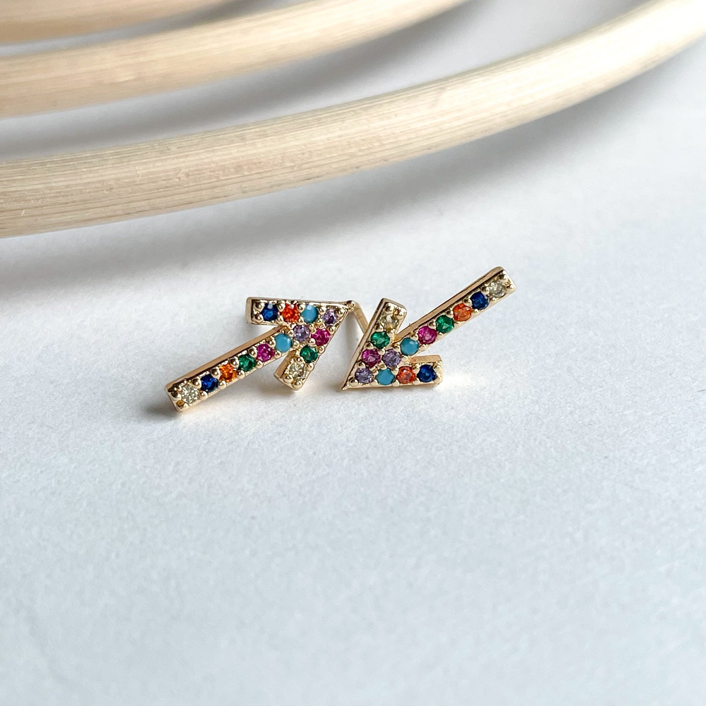 CZ Colorful Arrow Studs - 18k Gold Filled