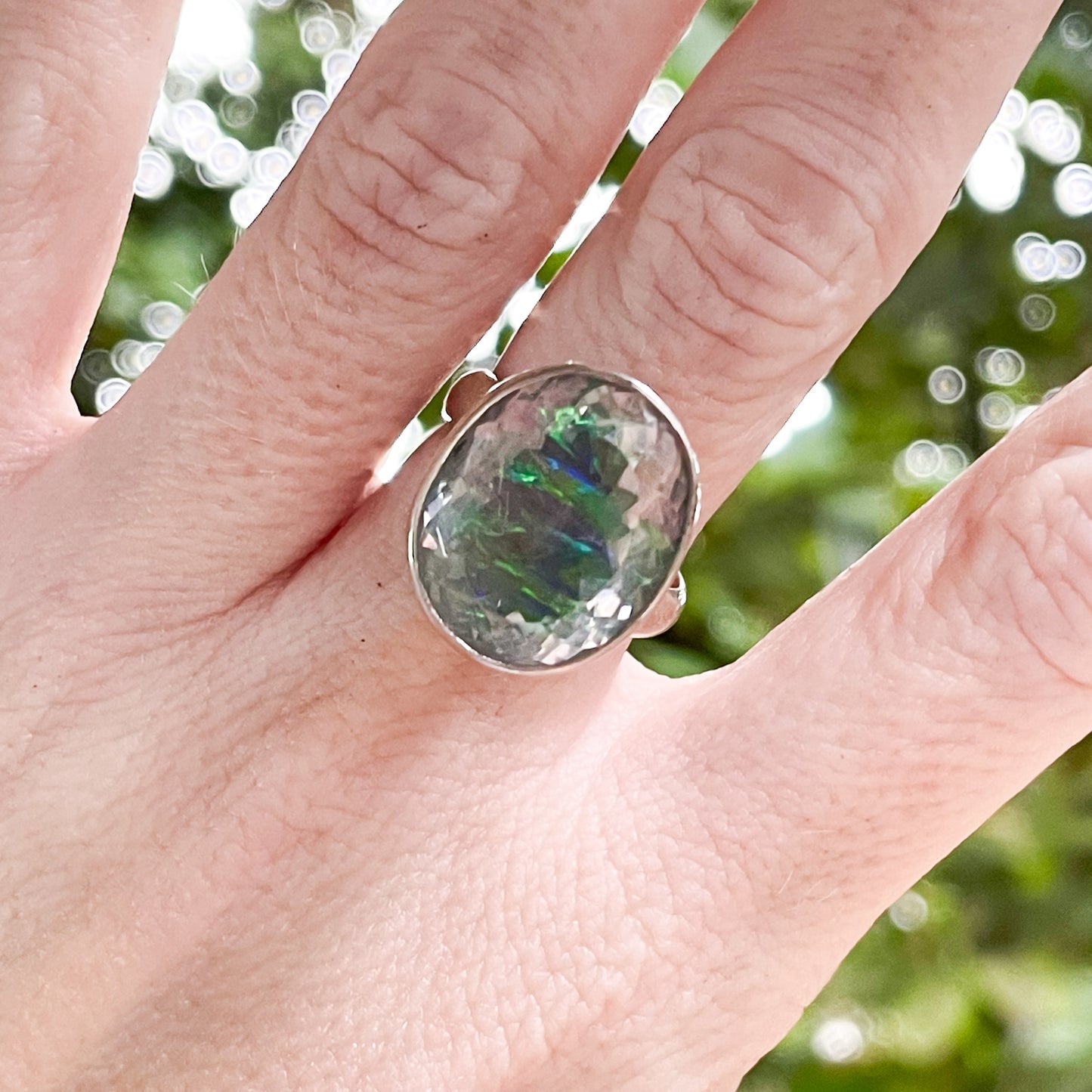 Blue Galaxy Doublet Ring - Solid Sterling Silver