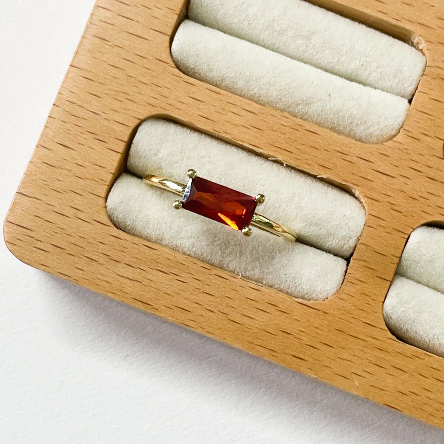 Dainty Red Garnet CZ Sized Ring - SSS or Vermeil