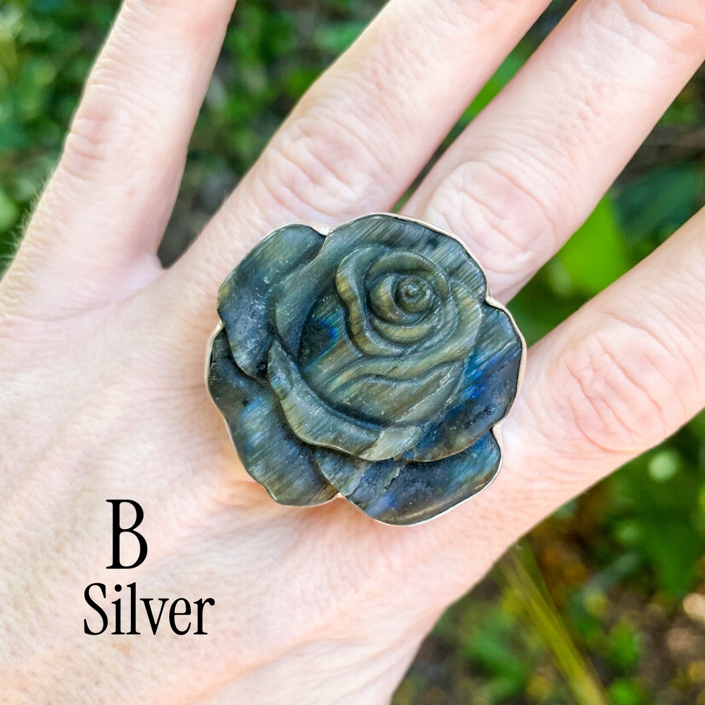 Labradorite Flower Pendant & Ring - Silver or Alchemia