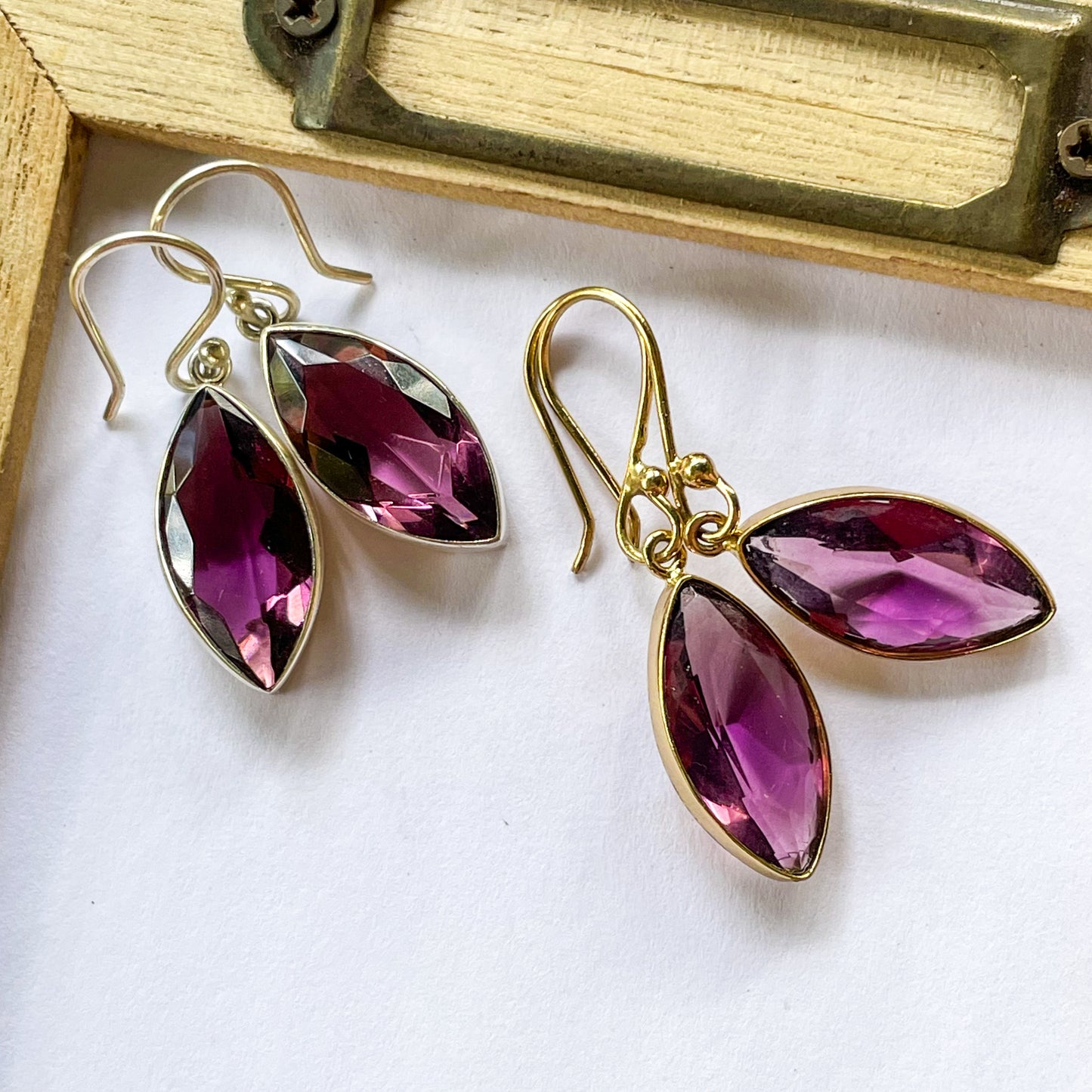 Mauve CZ Earrings - Both Metals