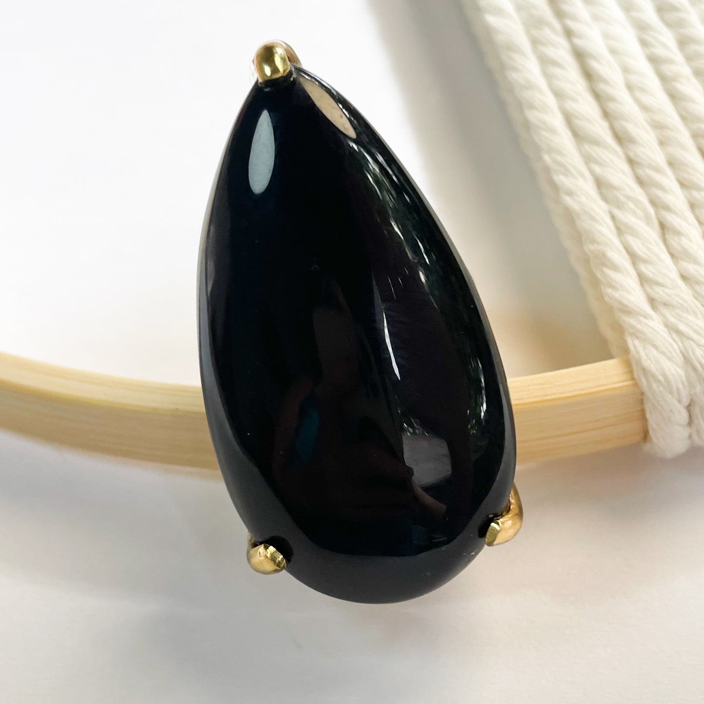 Black Onyx Statement Prong Ring - Alchemia