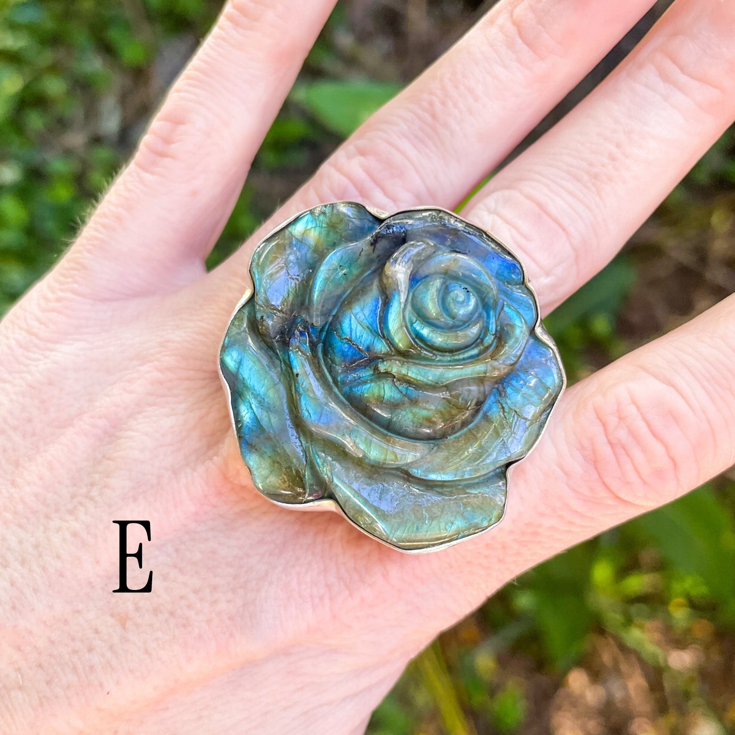 Labradorite Flower Ring - Both Metals