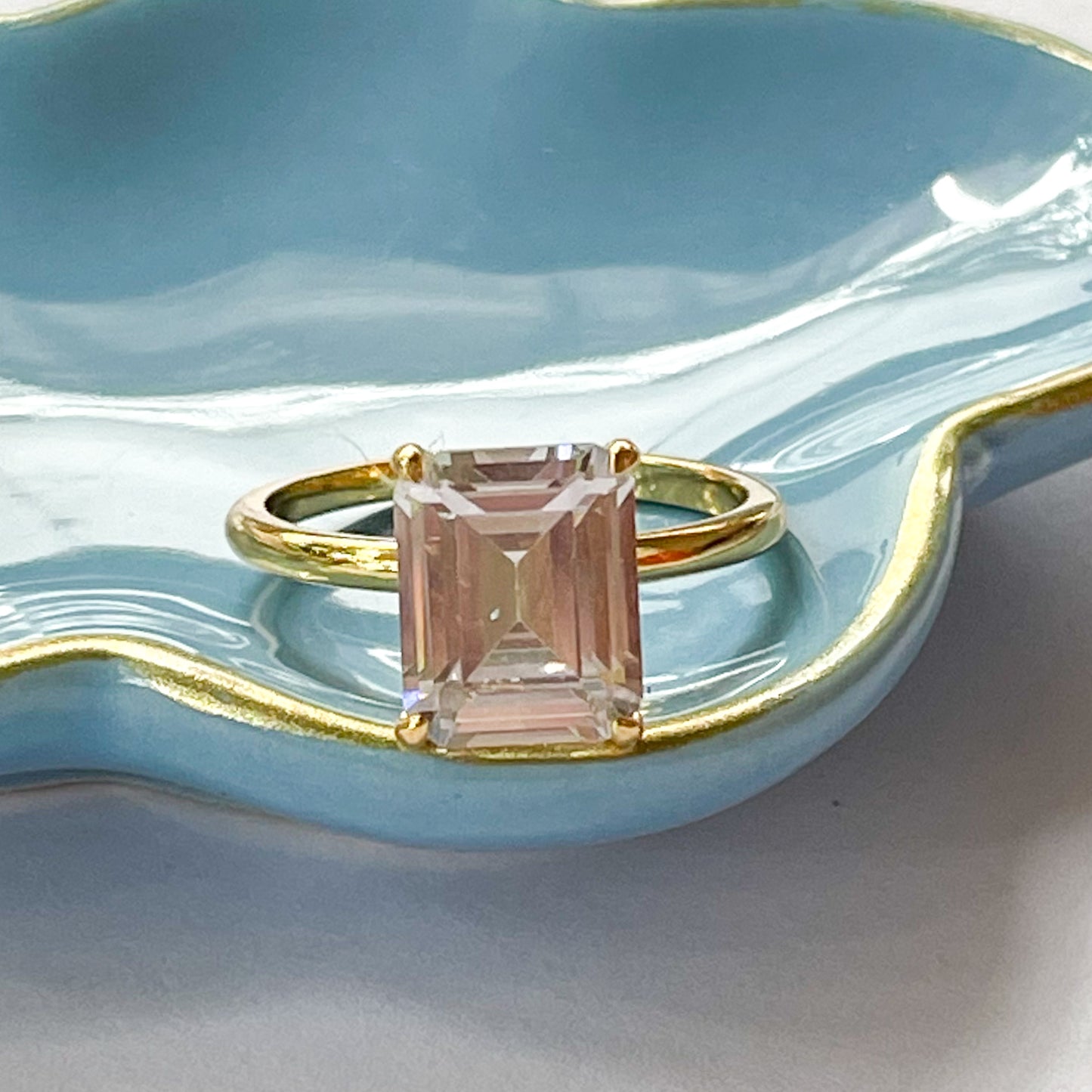 Sleek CZ Prong Sized Ring - Solid Sterling Silver or Vermeil