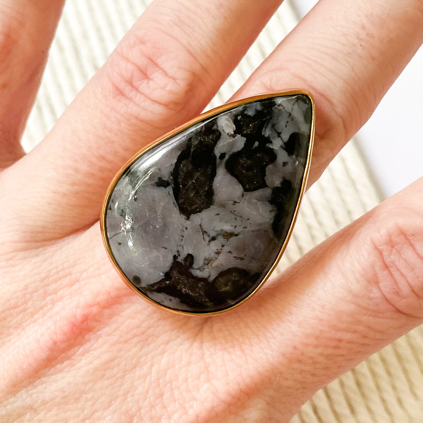 Indigo Gabbro Jasper Ring - Alchemia Gold