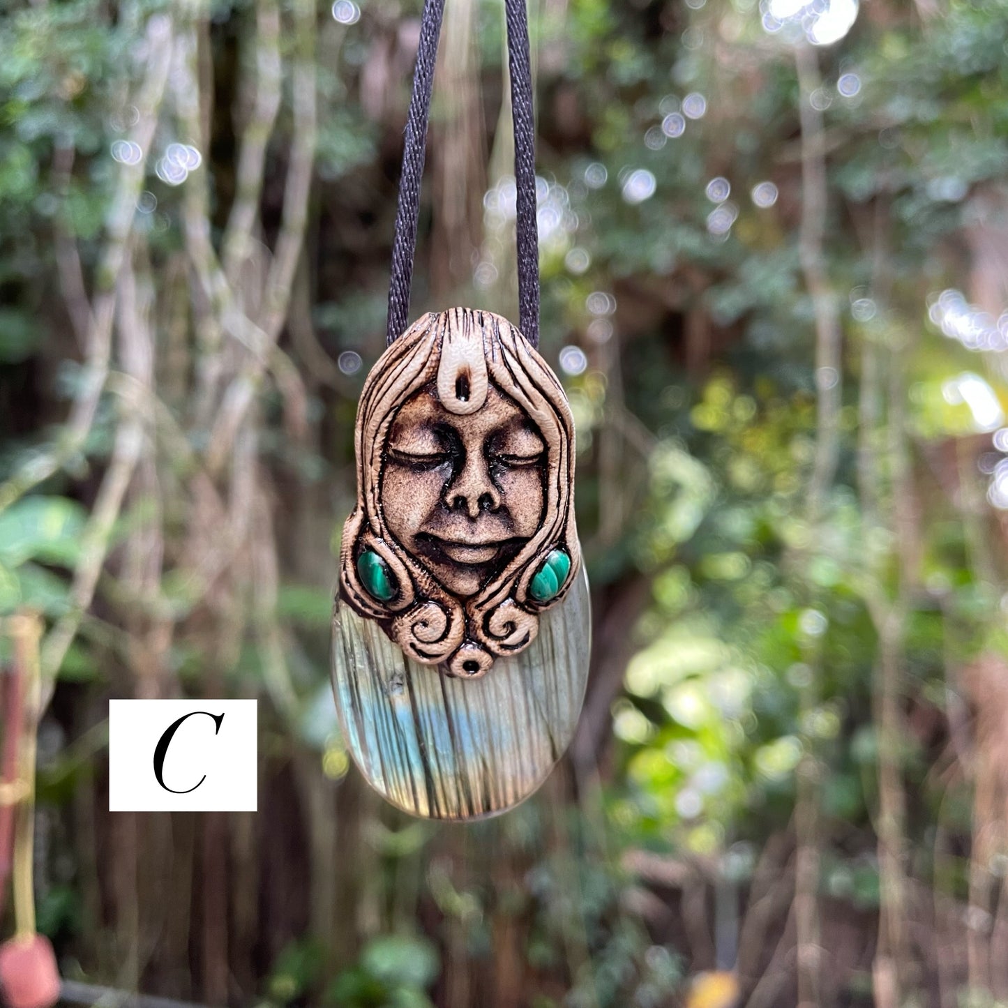 Face Labradorite Clay Pendants