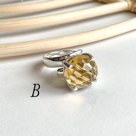 Whiskey Quartz Prong Ring - Solid Sterling Silver