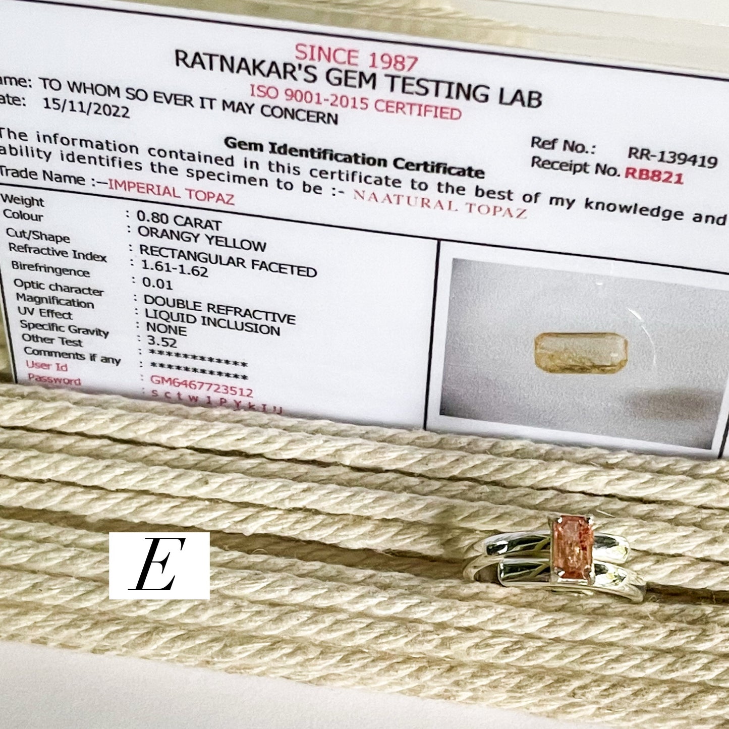 Certified Natural Imperial Topaz Prong Ring - Solid Sterling Silver