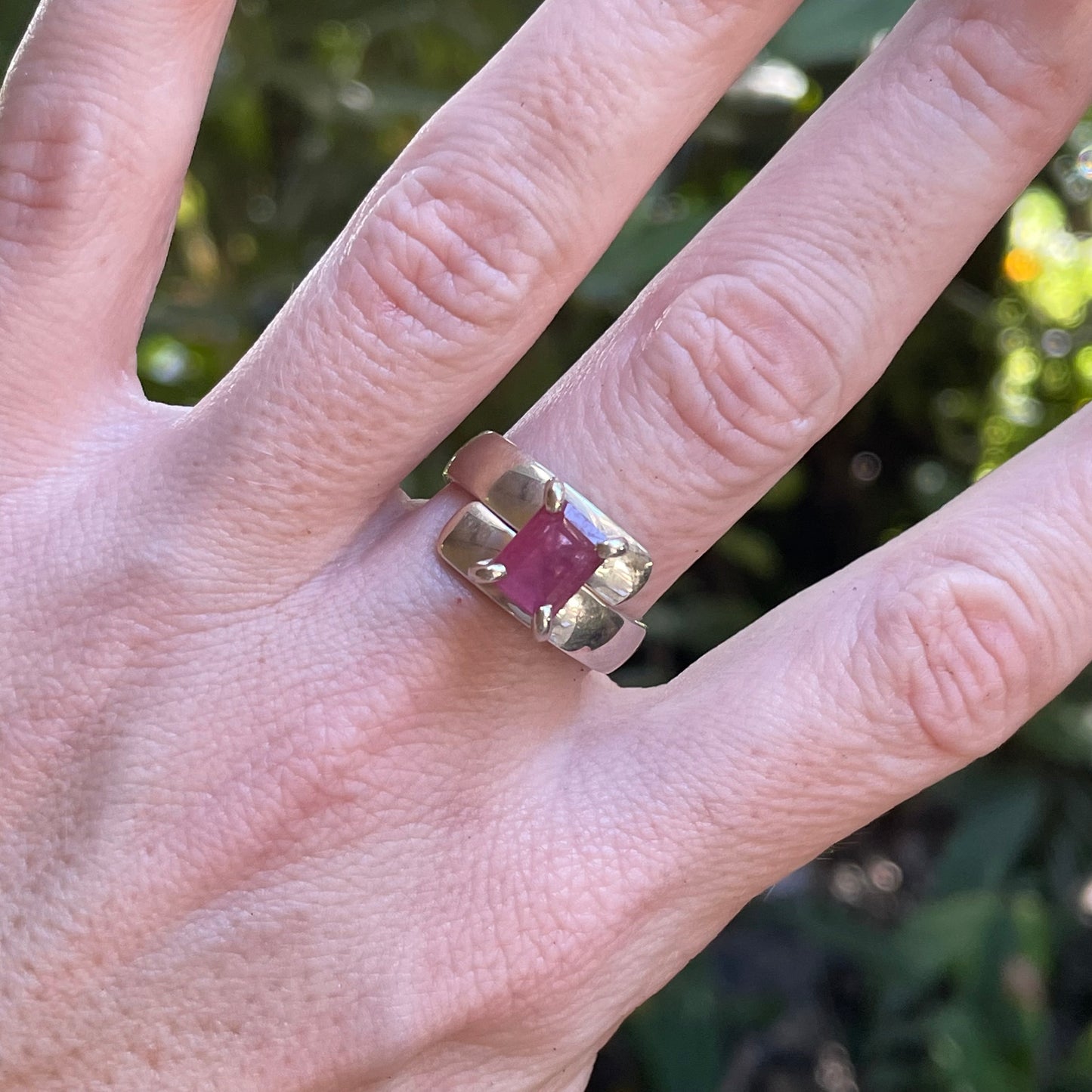 Natural Ruby Prong Ring - Solid Sterling SIlver