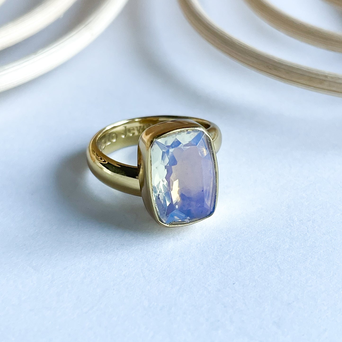 Rectangle Small Opalite Bezel Ring - Alchemia