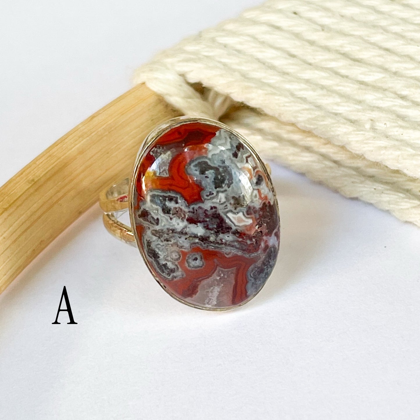 Crazy Lace Agate Ring - Solid Sterling Silver