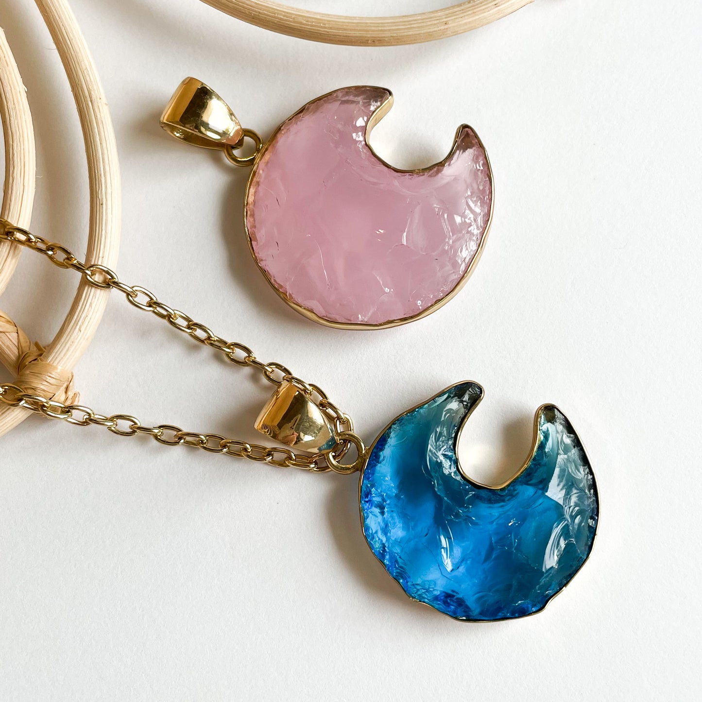 Crescent Moon Glass Pendant - Alchemia & Solid Sterling Silver